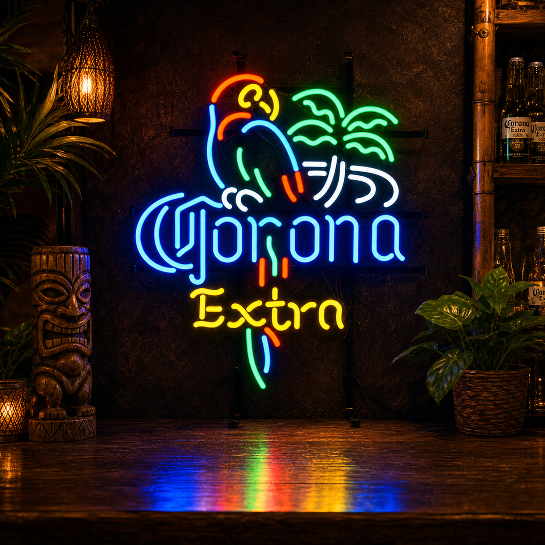 "Corona Extra Parrot Beer" Neonskylt