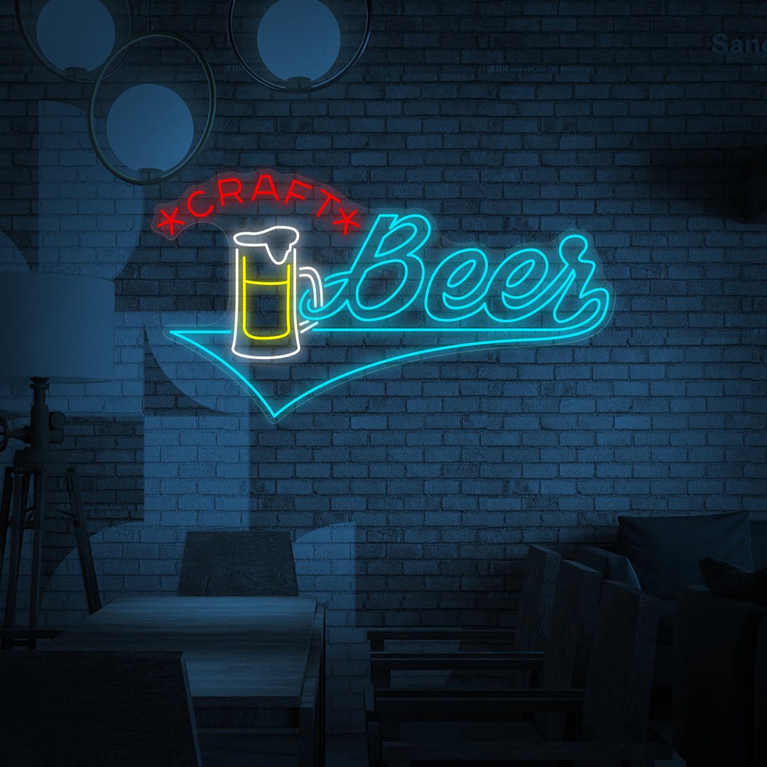 "Craft Beer Mugg Bar" Neonskylt
