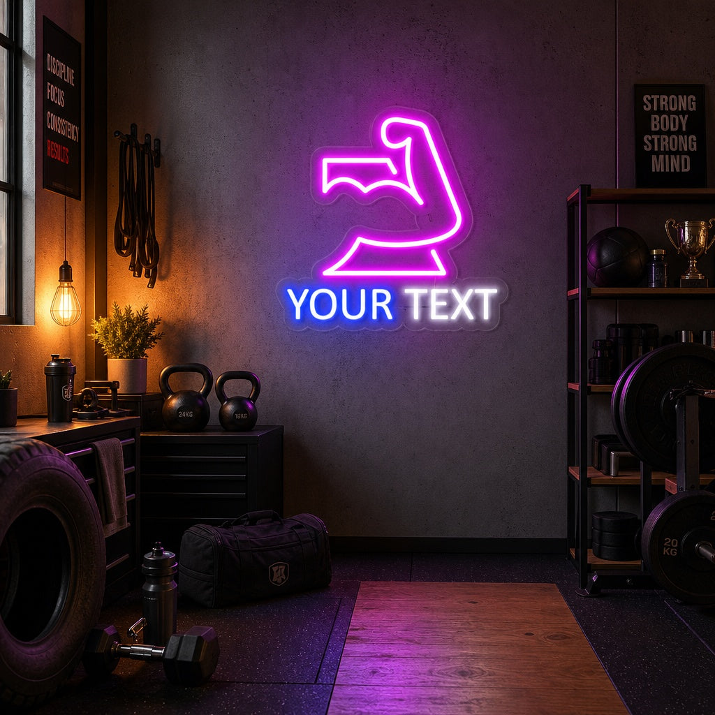 "Anpassa Your Text Muskel Gym Klubb" Neonskylt