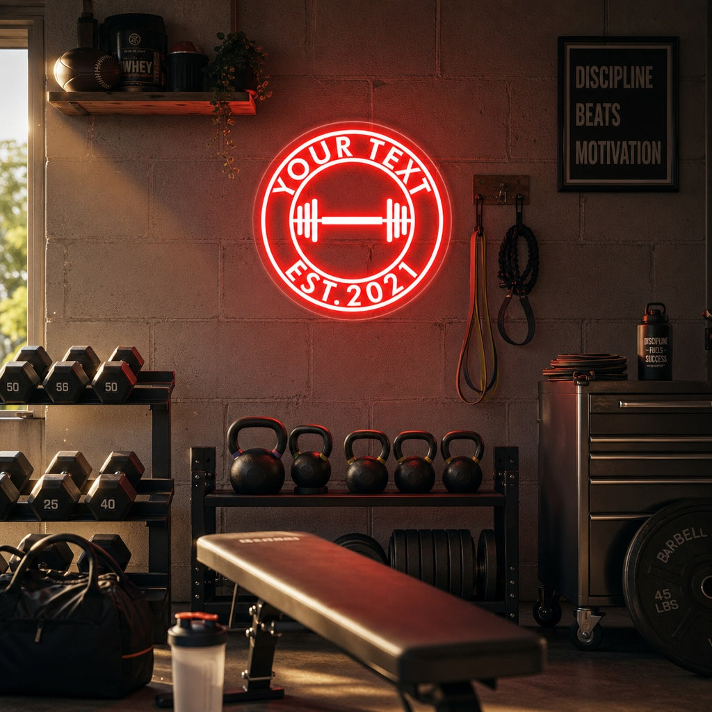 "Your Text, Anpassad Fitness, Anpassat Gym" Neonskylt