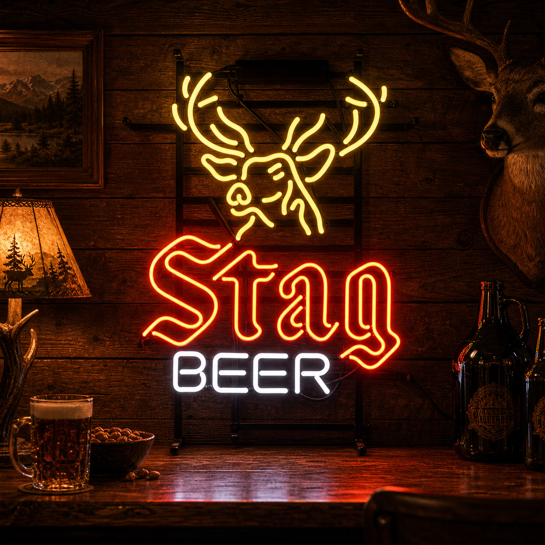 "Deer Stag Beer" Neonskylt