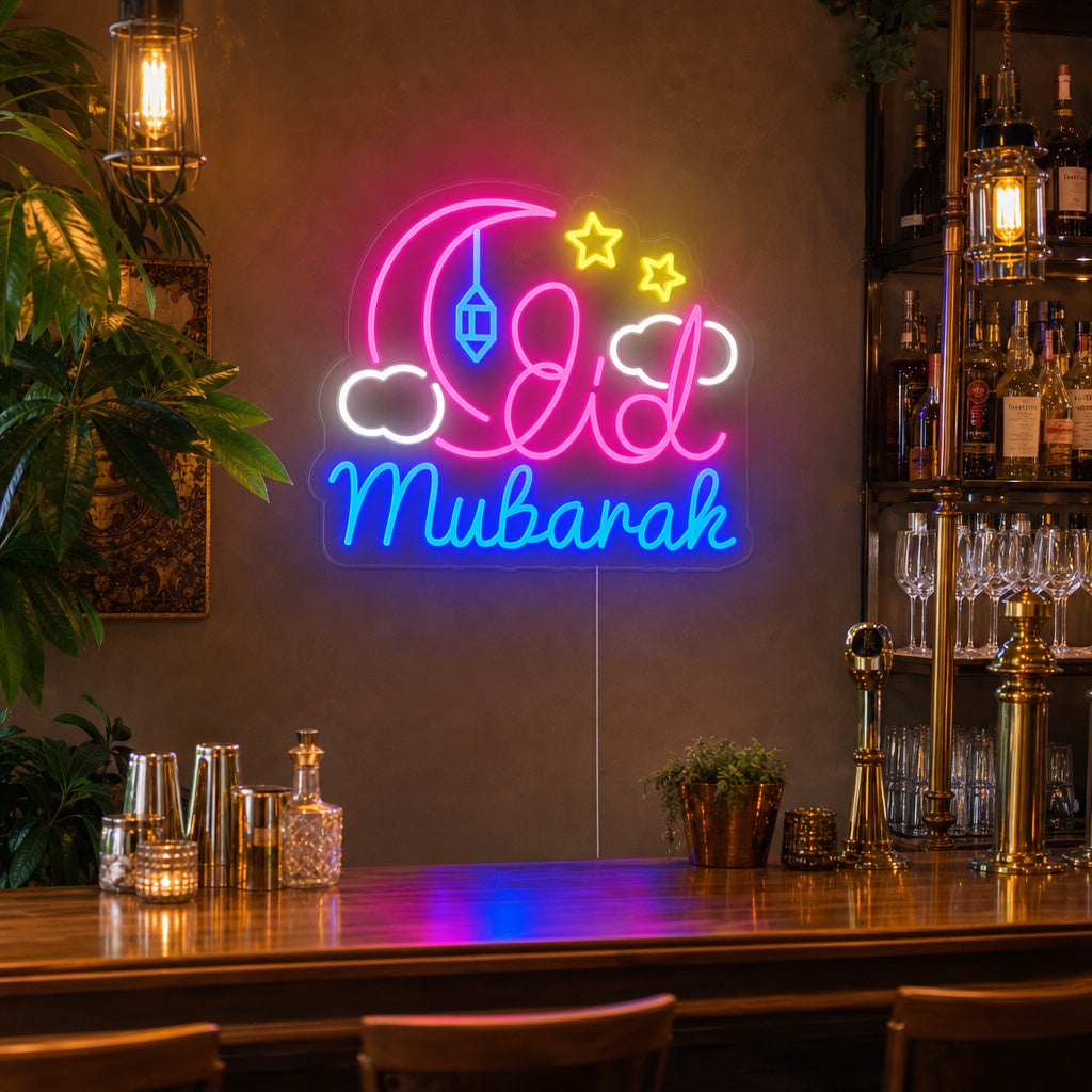 "Eid Mubarak" Neonskylt