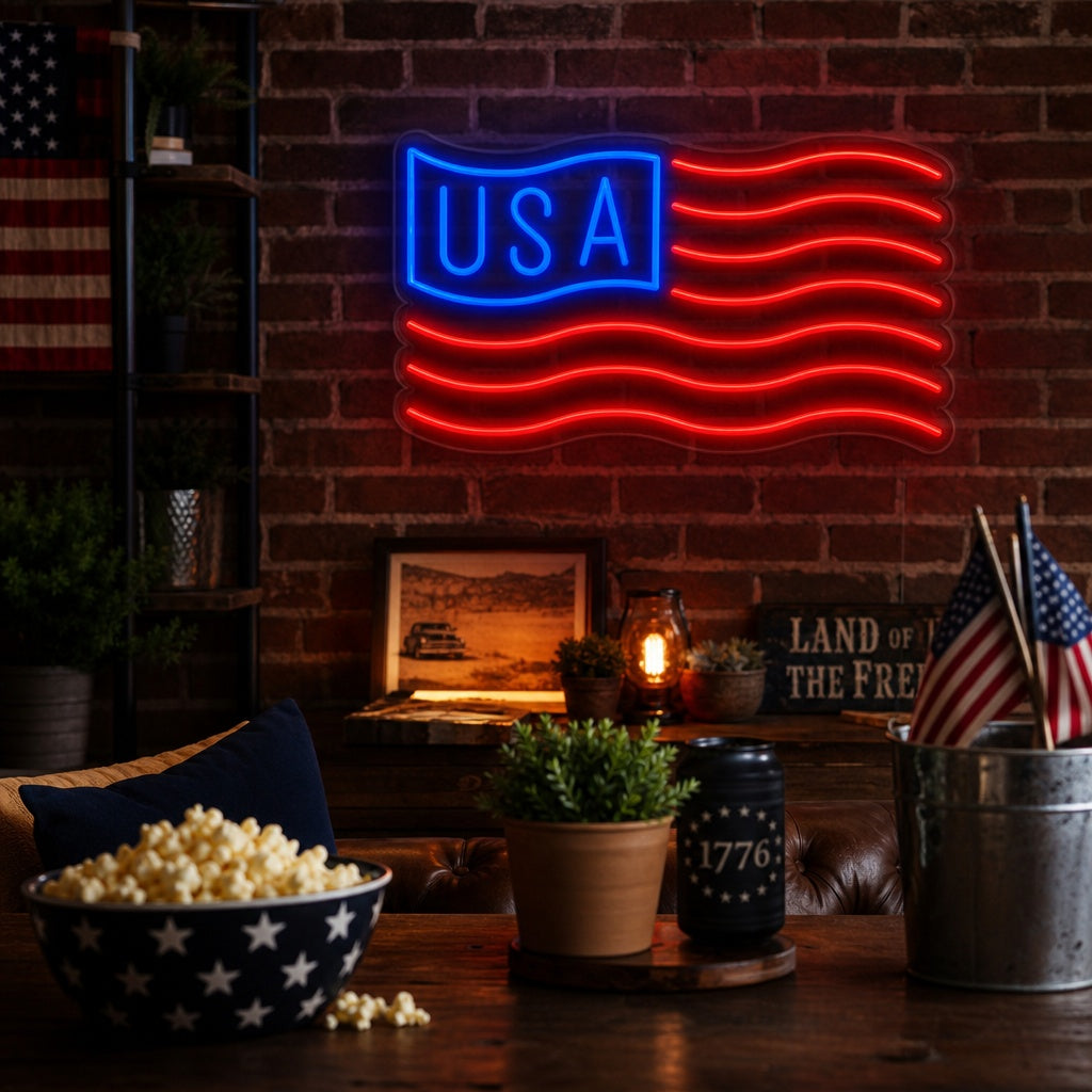 "Amerikansk Flagga" Neonskylt