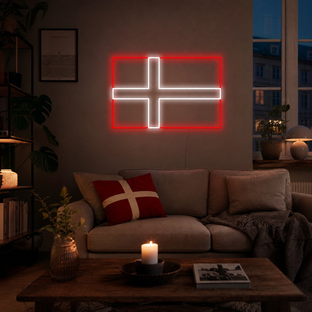 "Danmarks Flagga" Neonskylt