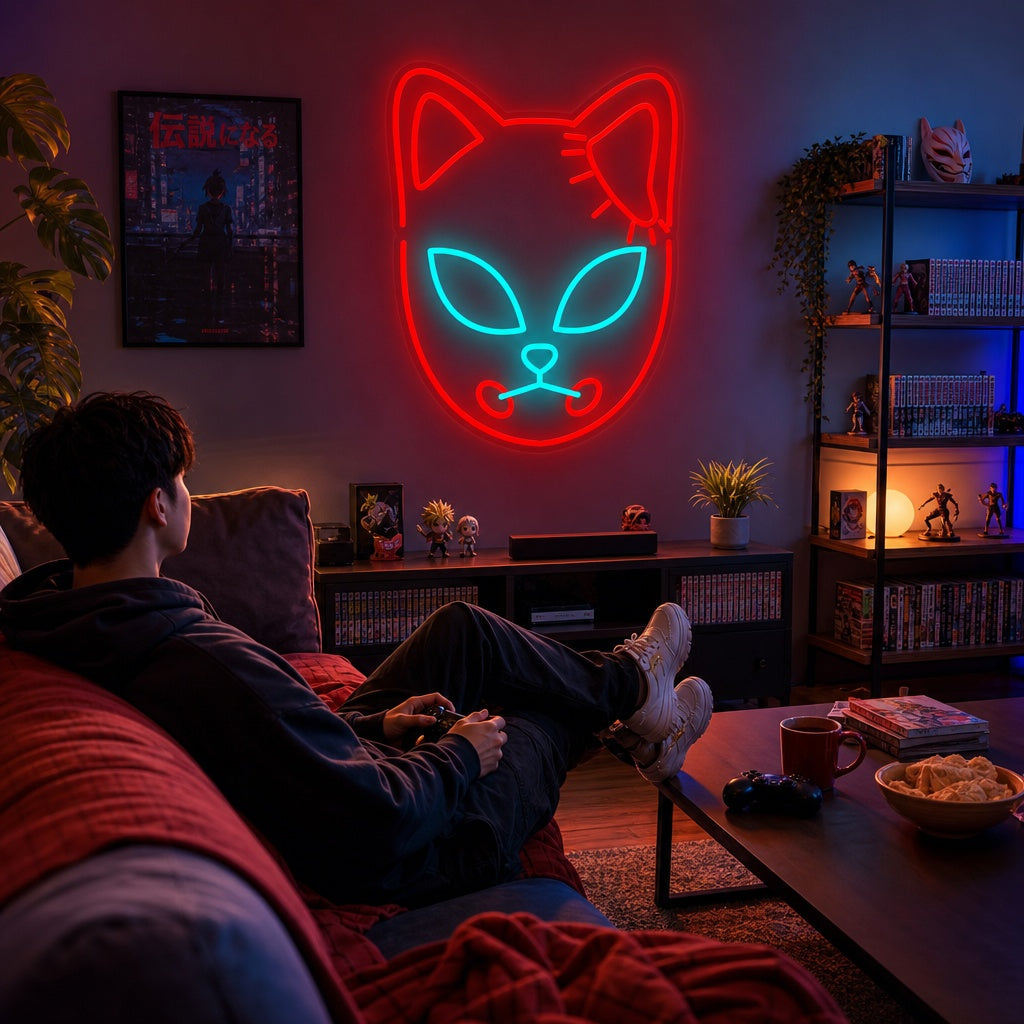"Rävmask, Manga Anime" Neonskylt