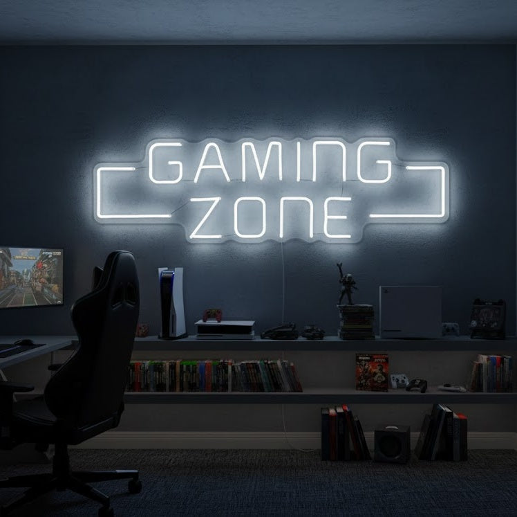 "Game Zone, Väggkonst För Spel" Neonskylt