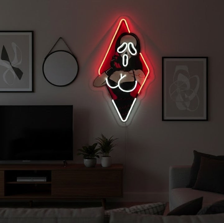 "Spökansikte dam, sexig kvinna" UV-tryckt LED-neonskylt