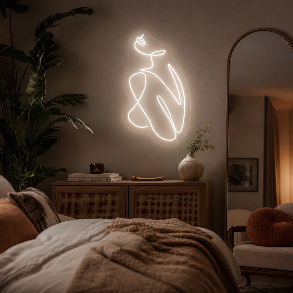 "Silhuett Av Flicka" Neonskylt