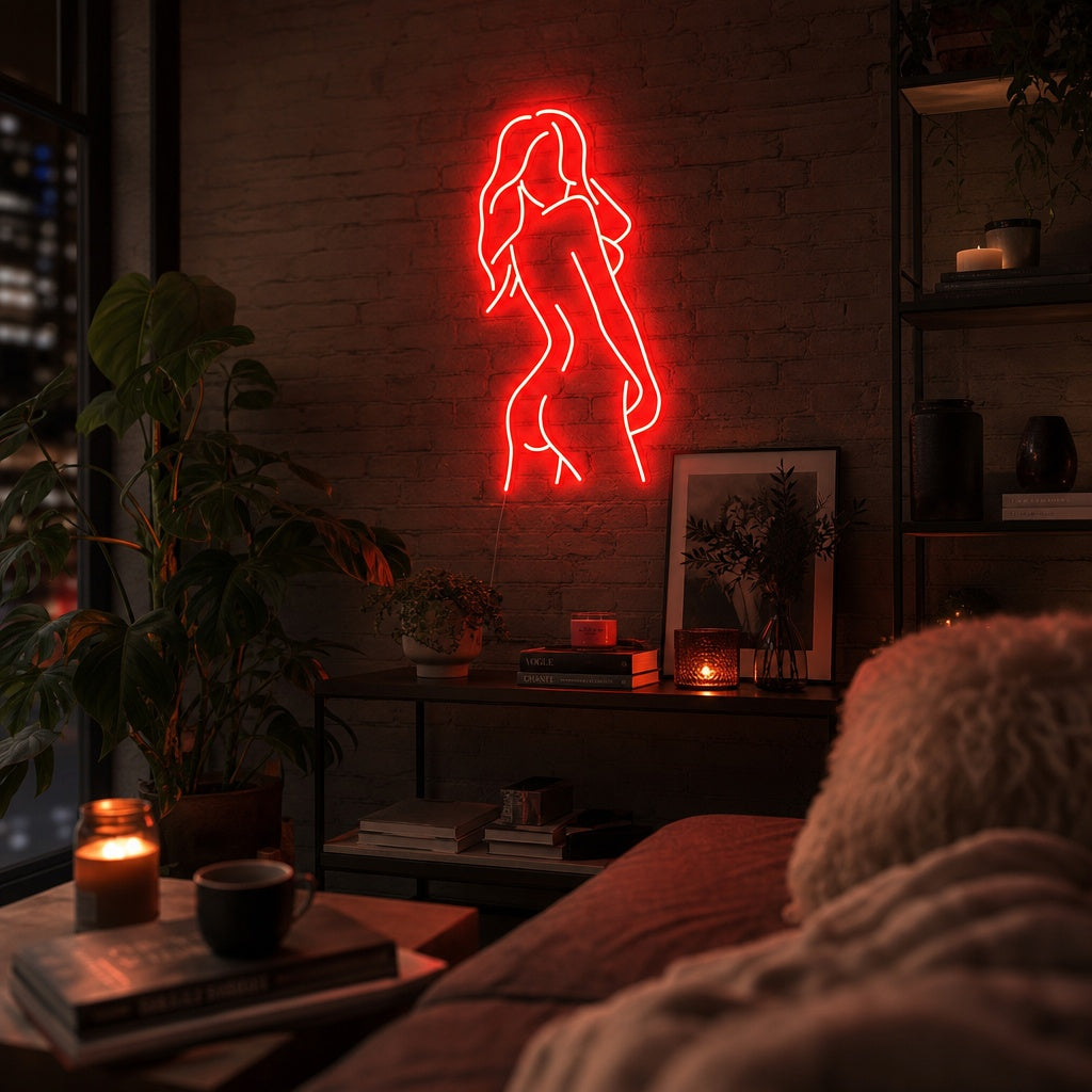 "Flicka Kvinna Dam Kropp Elegant" Neonskylt