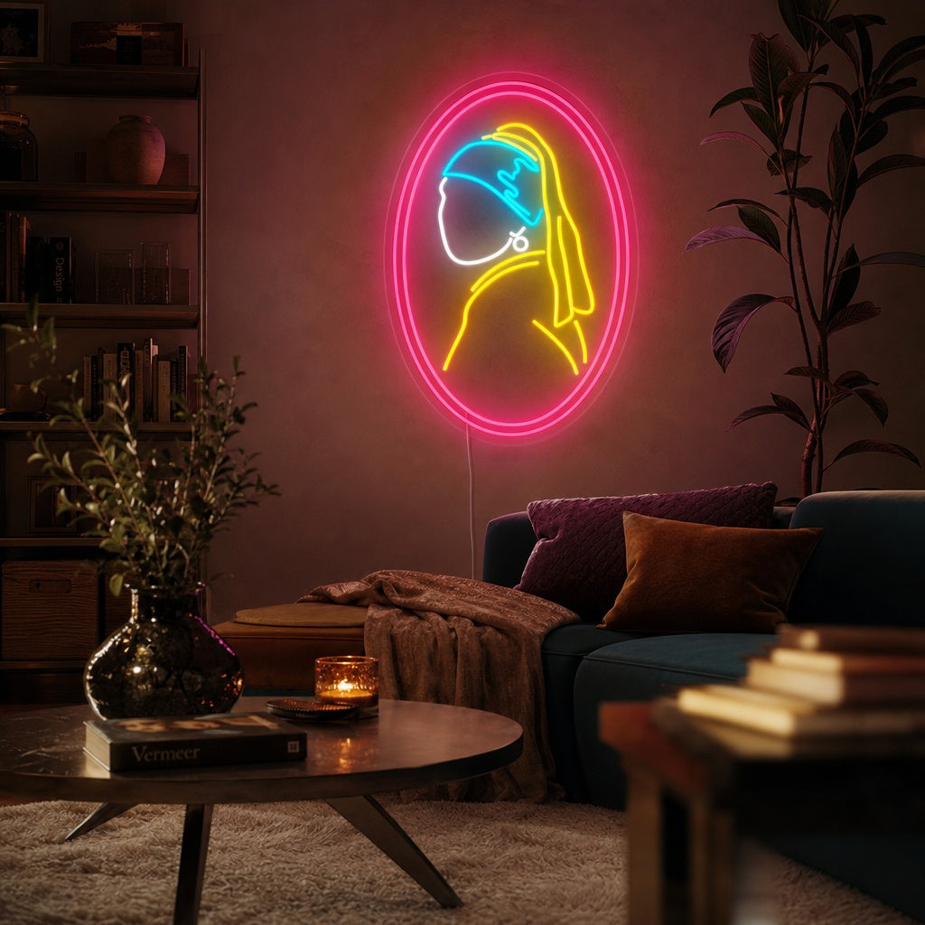 "Flicka Med Pärla Vermeer" Neonskylt
