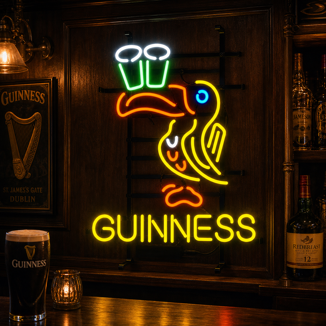 "Guinness Irish Lager Ale Toucan Neon Beer Sign" Neonskylt
