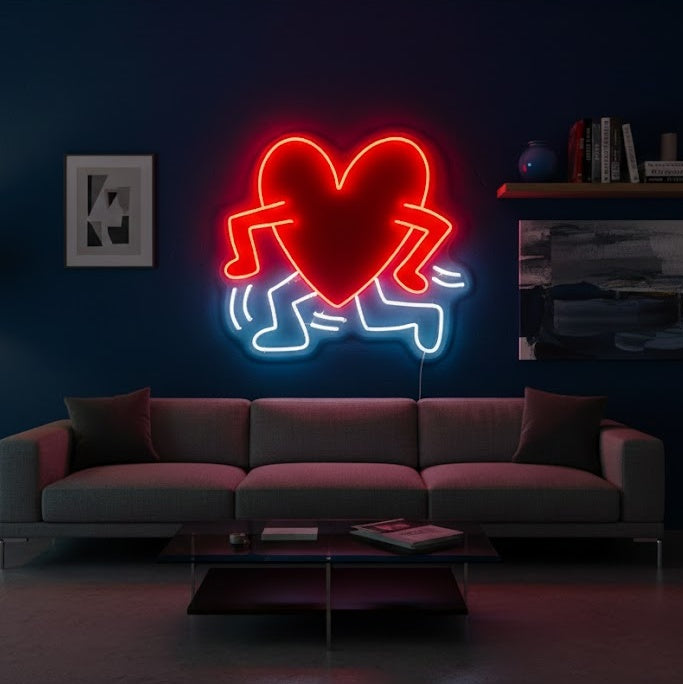 "Gående Hjärta" Neonskylt