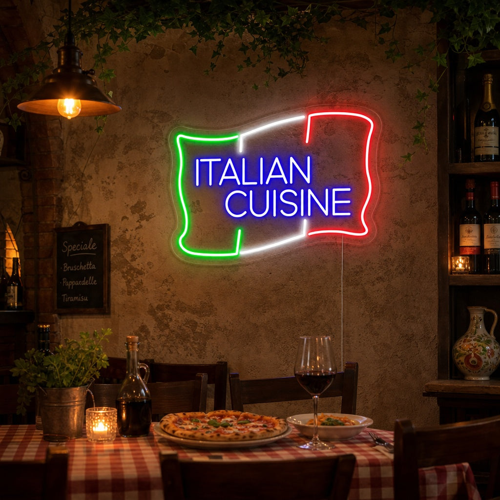 "ITALIAN CUISINE" Neonskylt