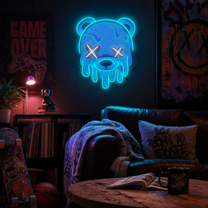 "Ice Head Björn" UV-tryckt LED-neonskylt