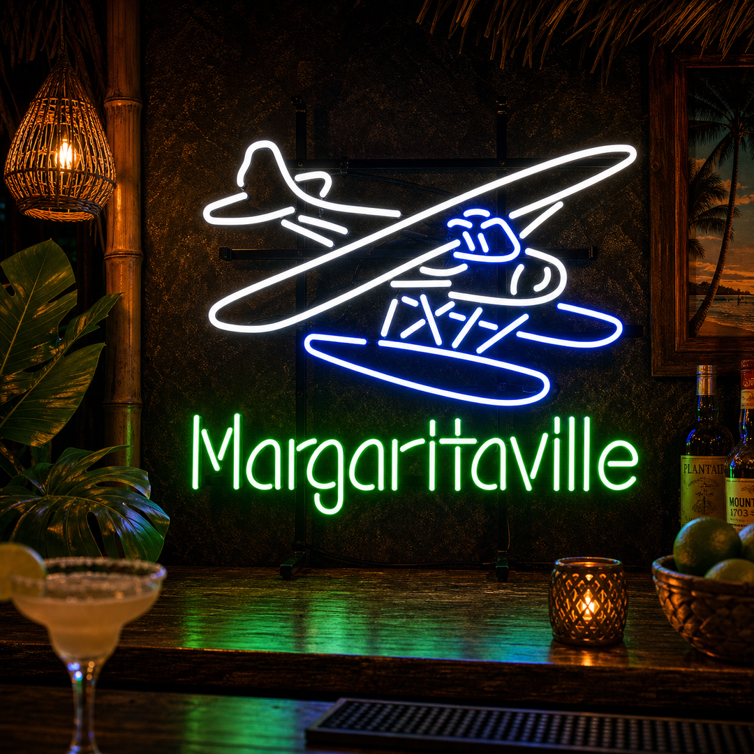 "Jimmy Buffett Margaritaville Airplane Beer" Neonskylt