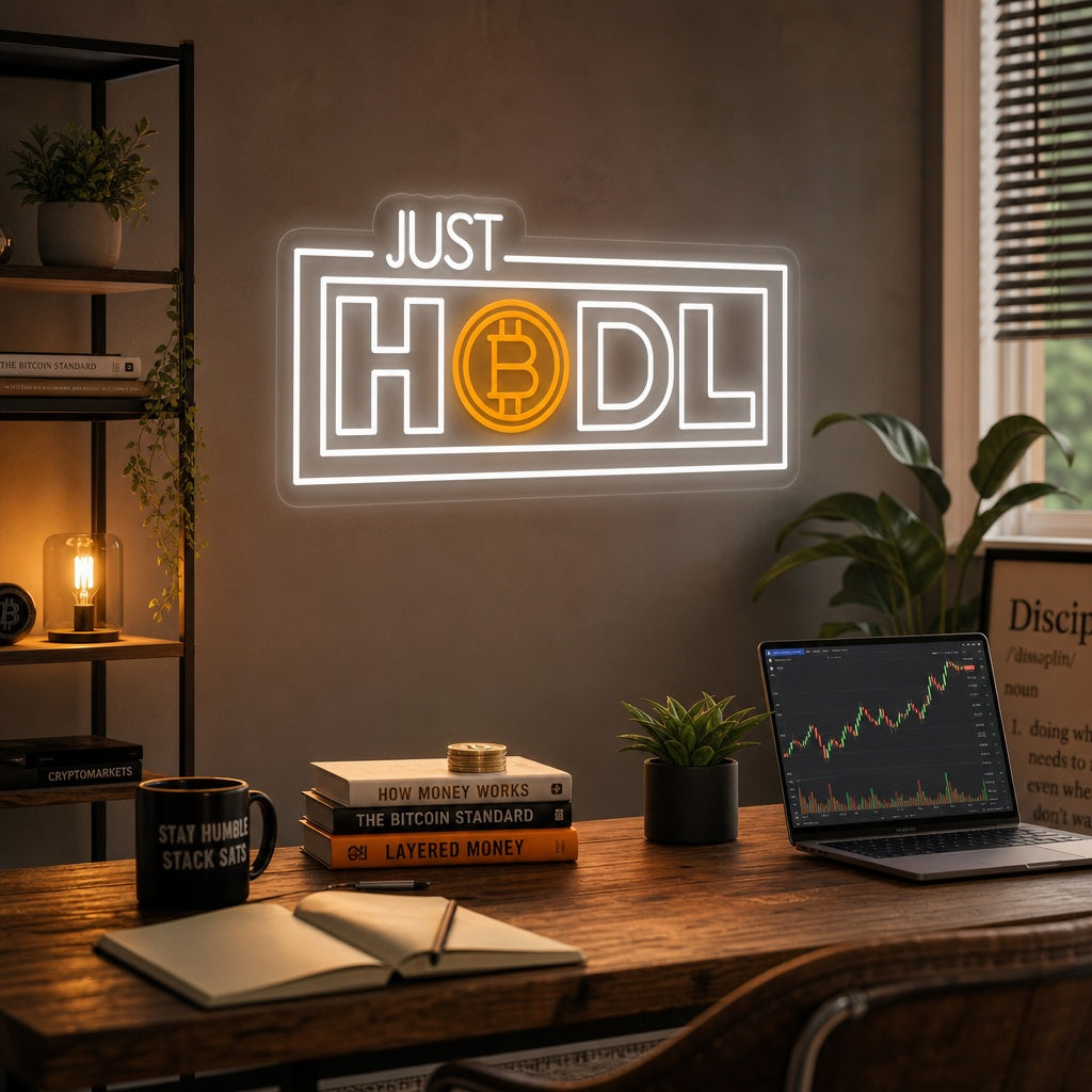 "Just Hodl, Kryptovaluta" Neonskylt