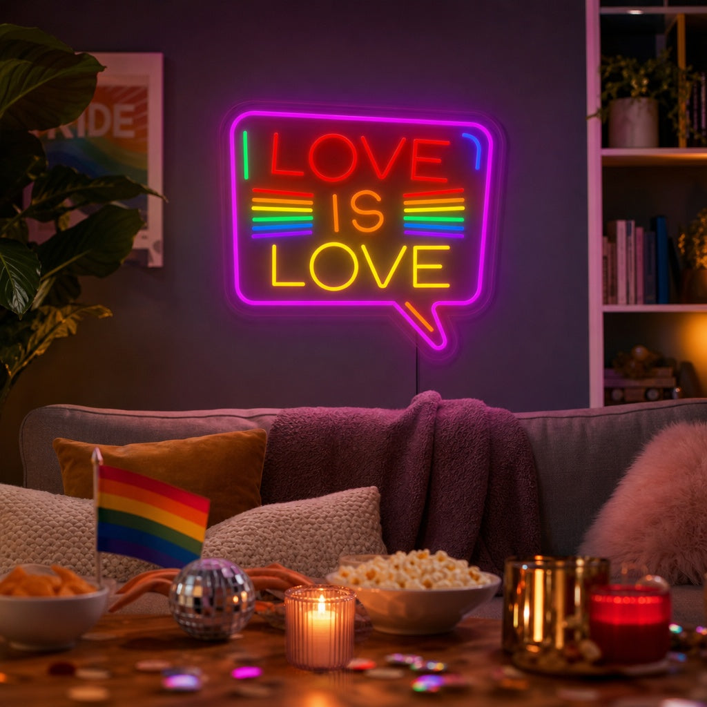 "LGBT Love is Love Rainbow" Neonskylt