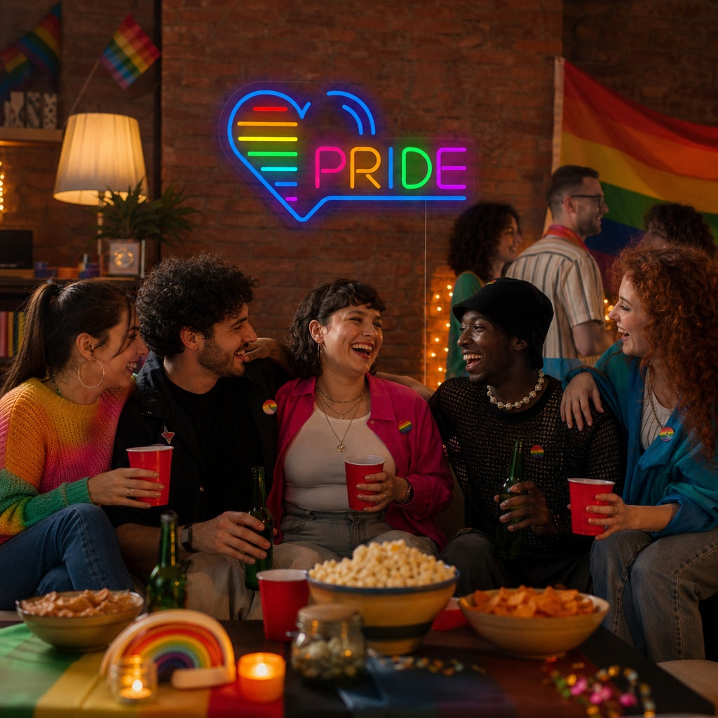 "LGBT, Pride, Hjärtan" Neonskylt