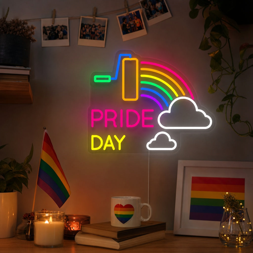 "LGBT, Pride Day, Regnbåge" Neonskylt