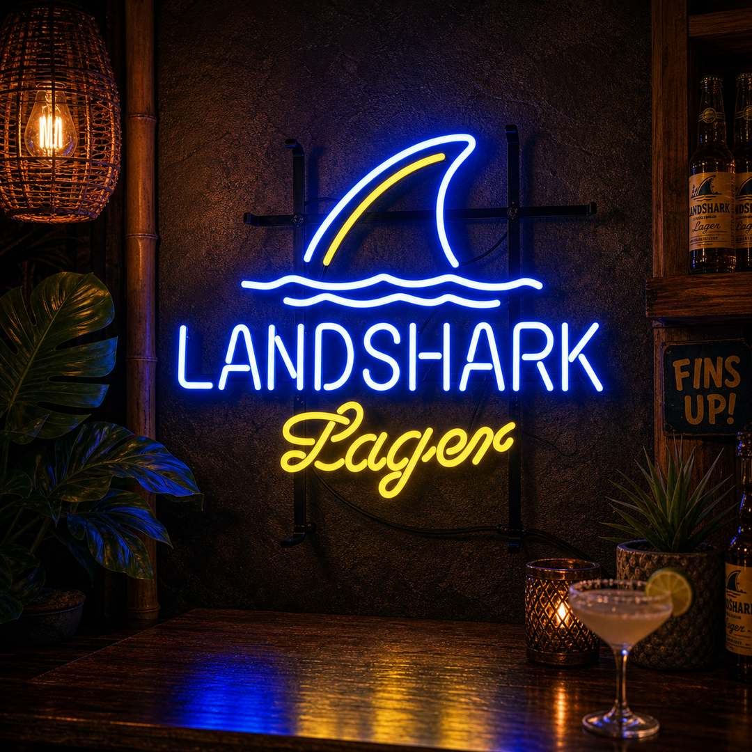 "Shark Lager Beer Bar" Neonskylt