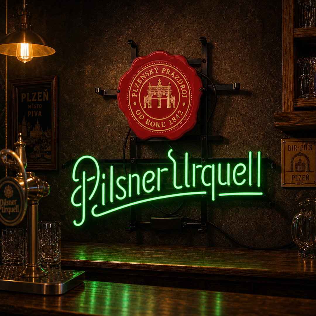 "Light Green Pilsner Urquell Budweiser Clydesdale Coaster" Neonskylt