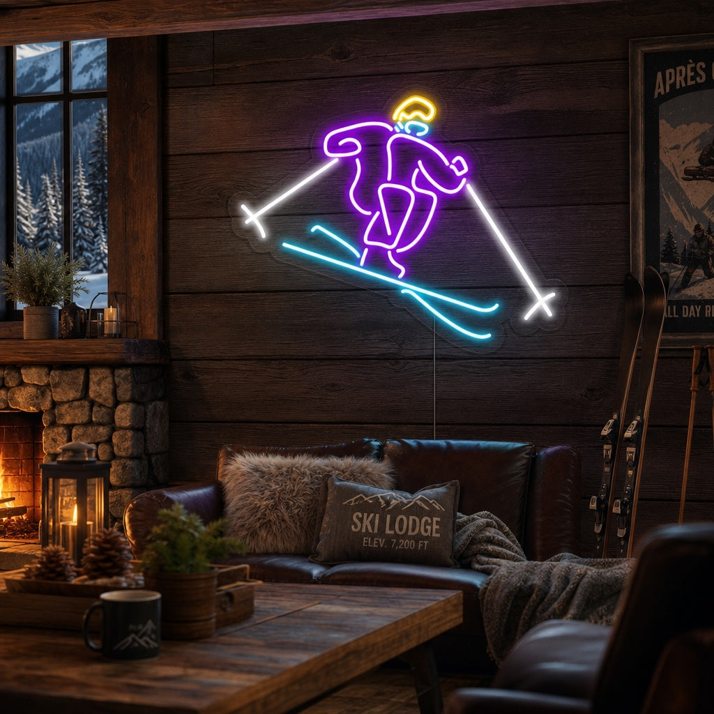 "Logotyp För Skidåkare" Neonskylt