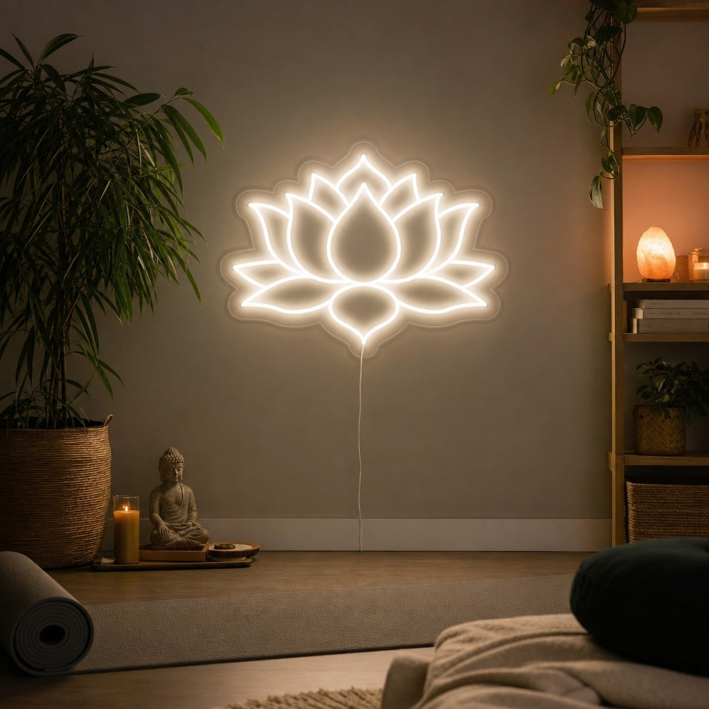 "Yoga Med Lotusblomma, Yogadekor" Neonskylt