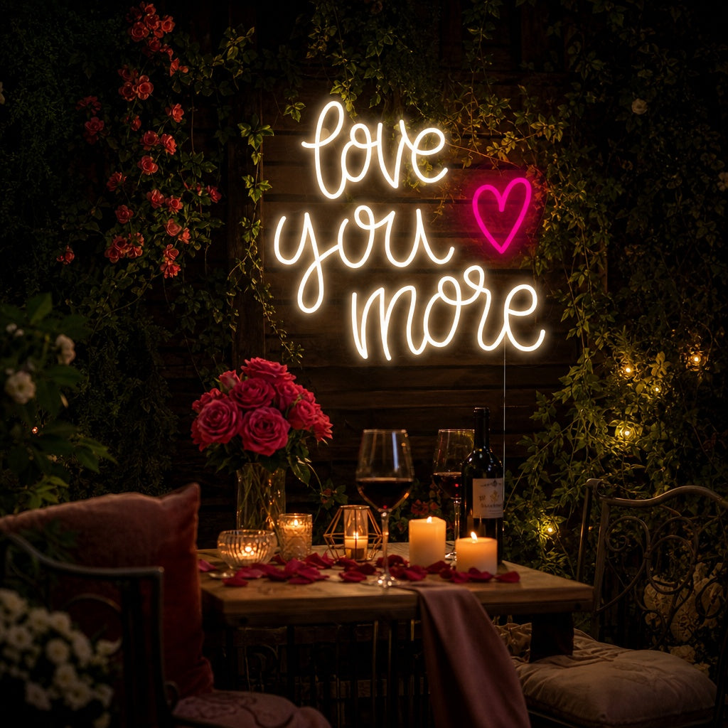 "Love You More Heart" Neonskylt