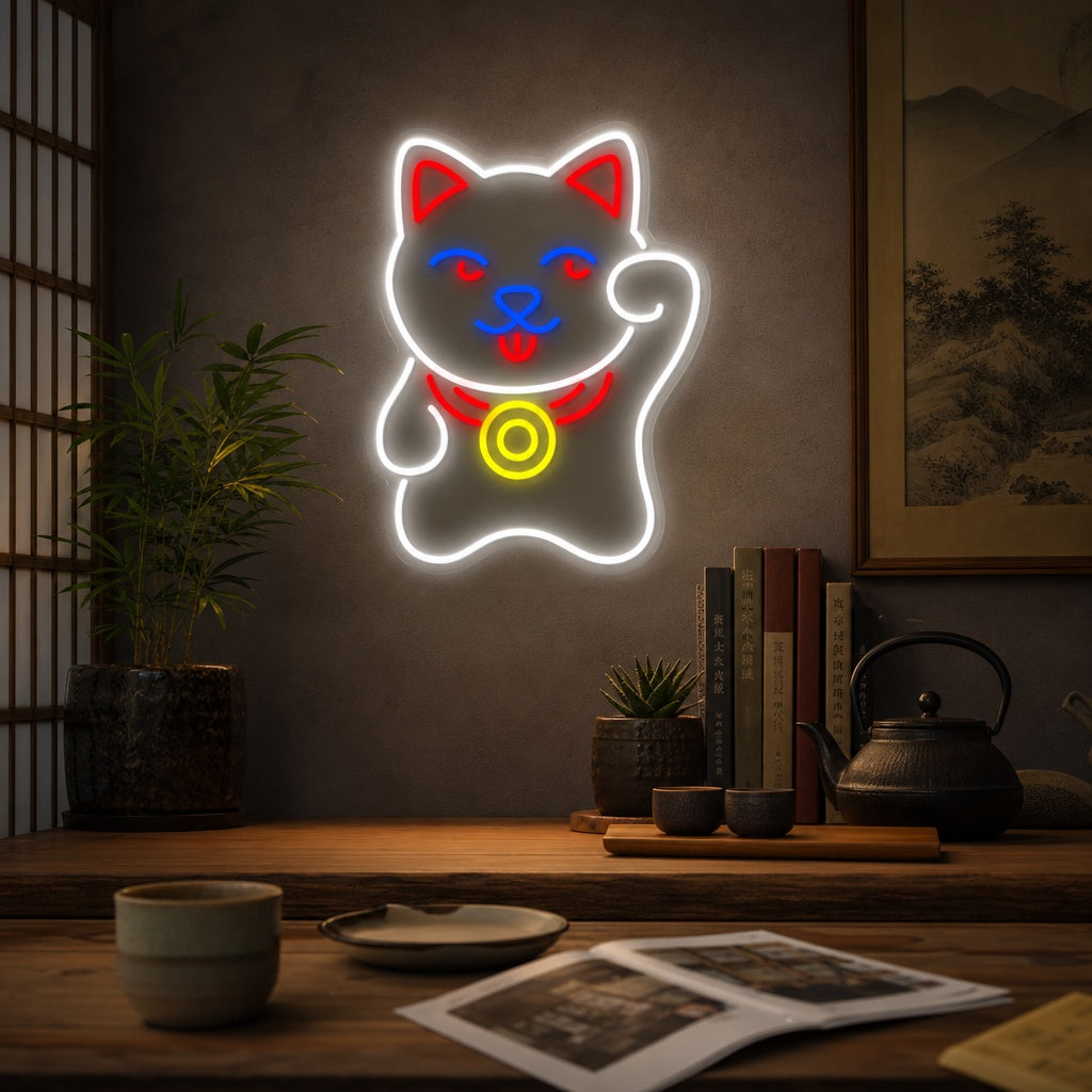 Maneki Neko Katt Neonskylt, Japansk neonskylt