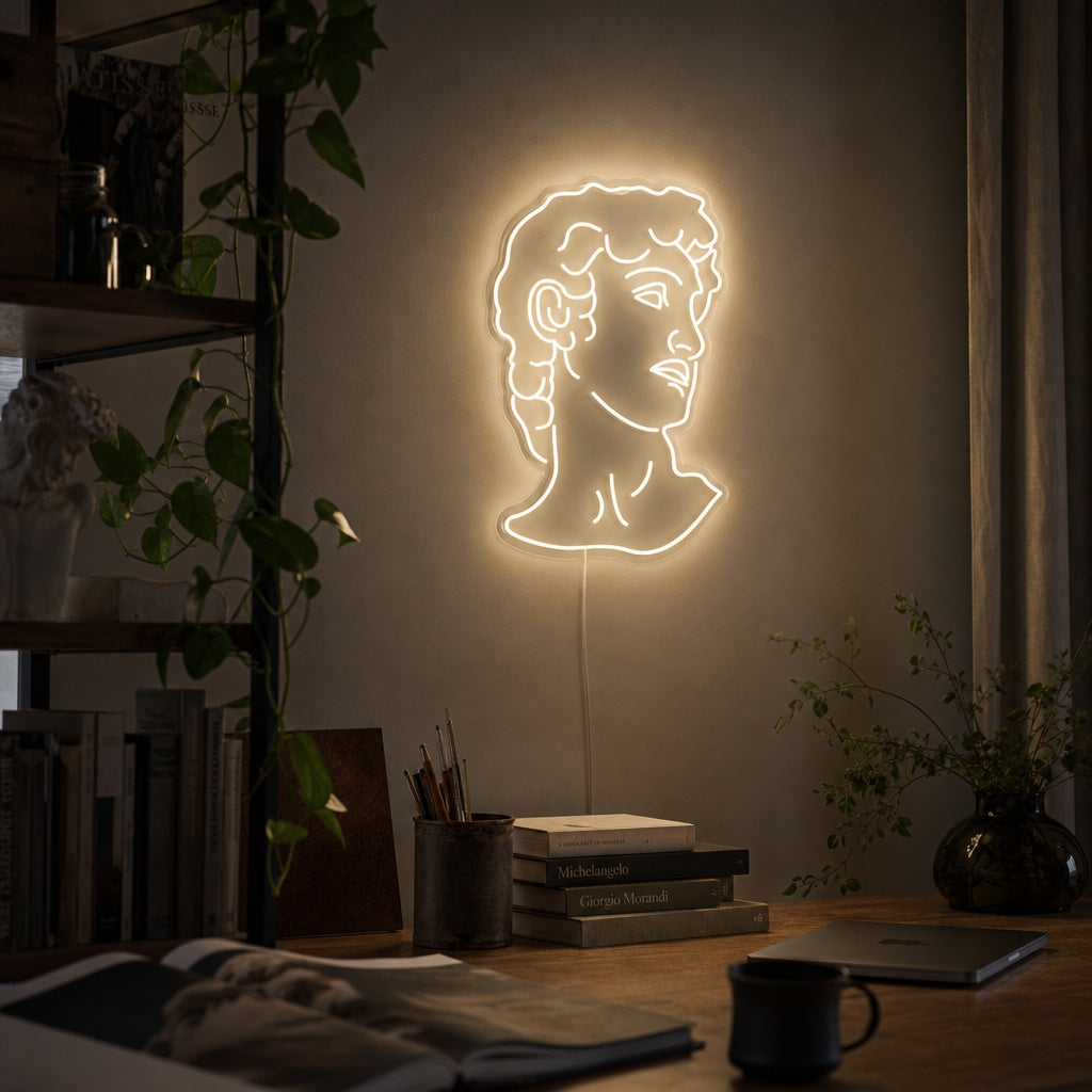 "Michelangelos David" Neonskylt