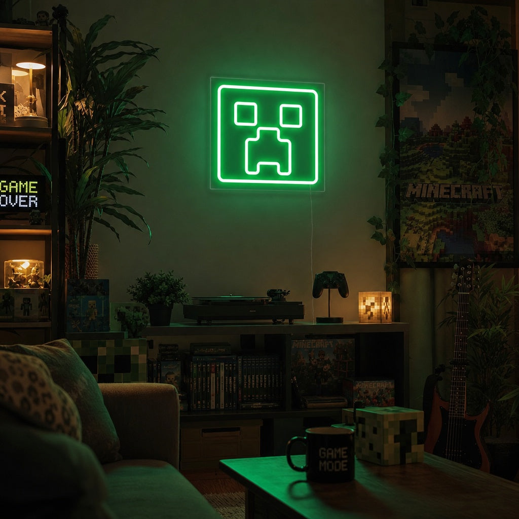 "Mcraft, Rumsinredning För Mcraft" Neonskylt
