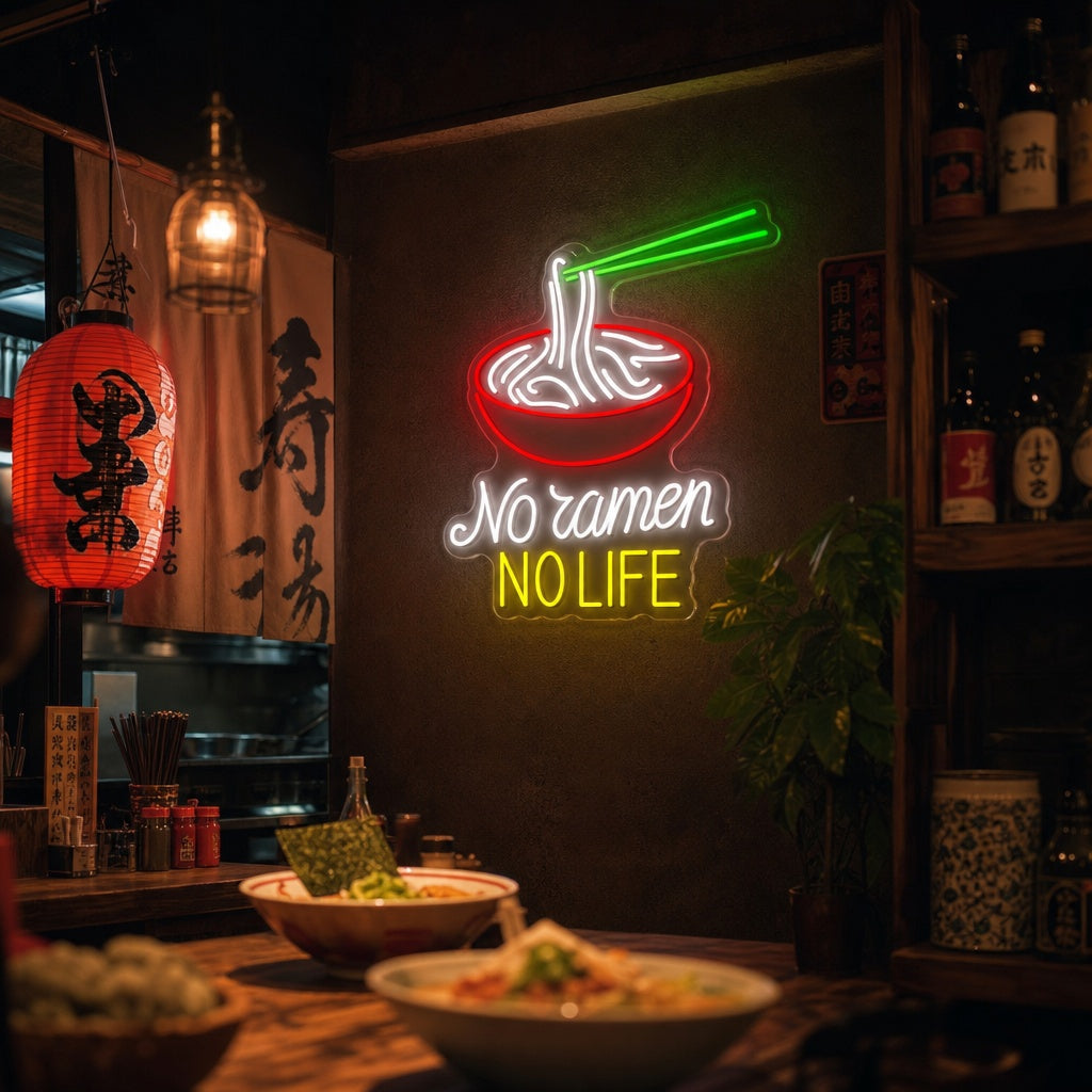 No Ramen No Life Neonskylt, Japansk restauranginredning