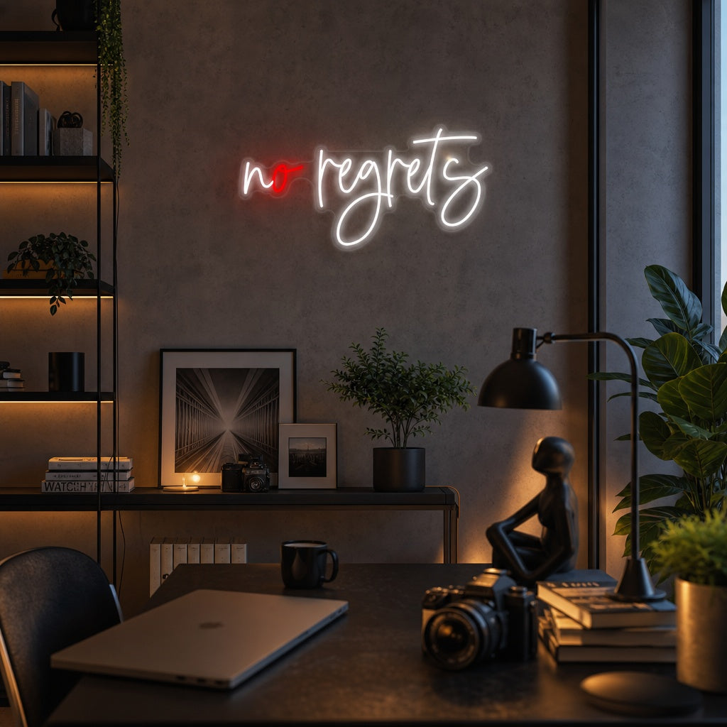 "No Regrets" Neonskylt