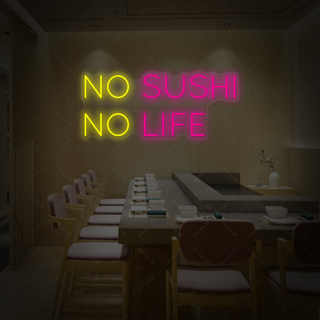 No Sushi No Life Neonskylt, Japansk restauranginredning