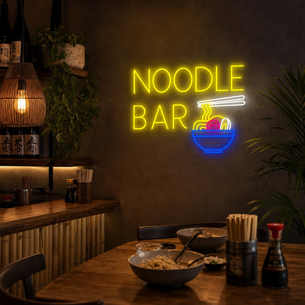 Noodle Bar Neonskylt, Japansk restauranginredning