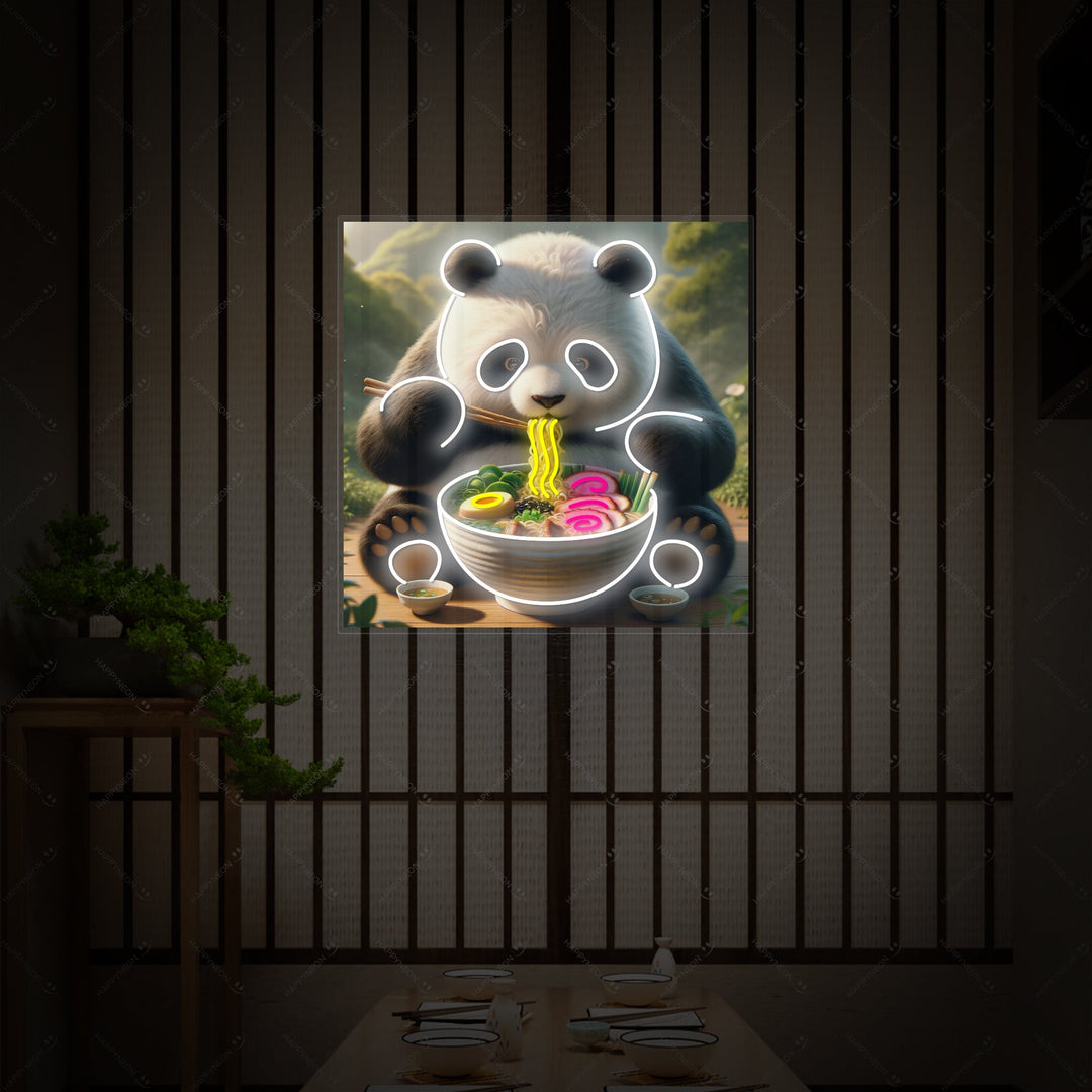 Panda och Ramen Neonskylt, Japansk restauranginredning