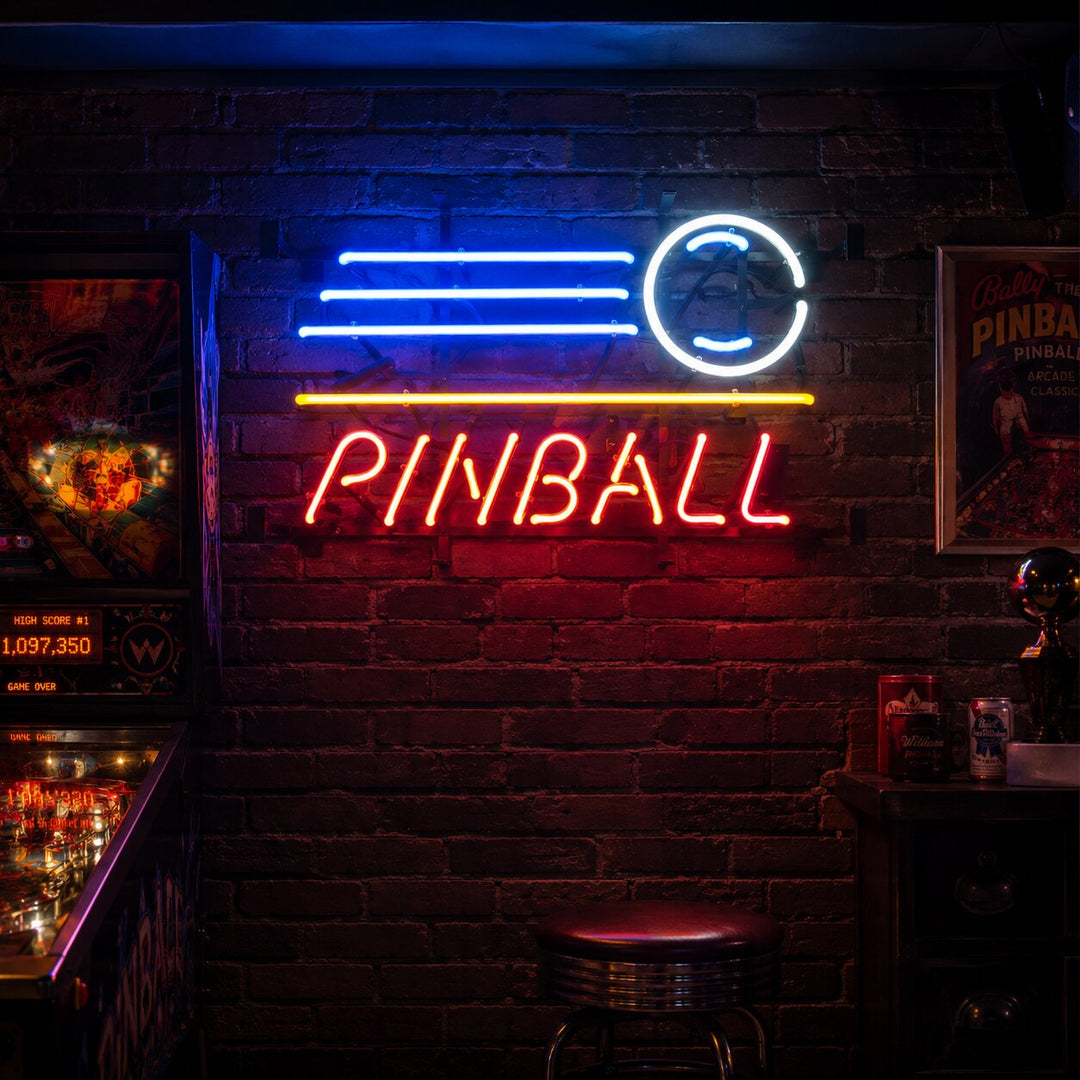 "Pinball, Affären Öppen" Neonskylt
