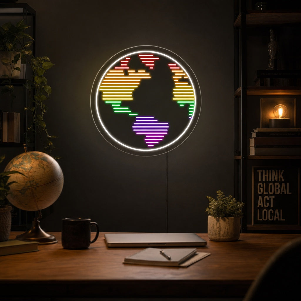 "Planet, Jorden" Neonskylt