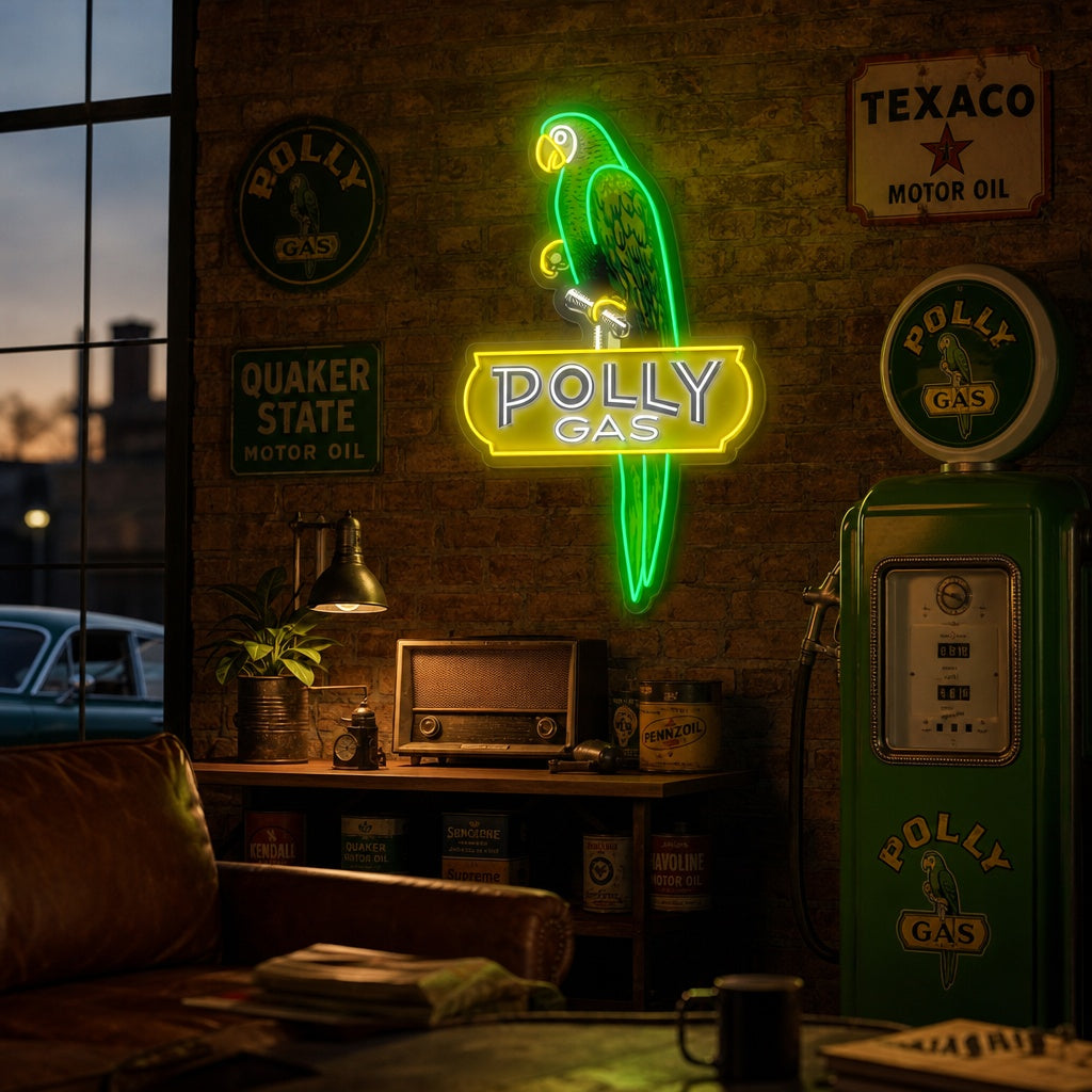 "Poll Gas Logotyp" UV-tryckt LED-neonskylt