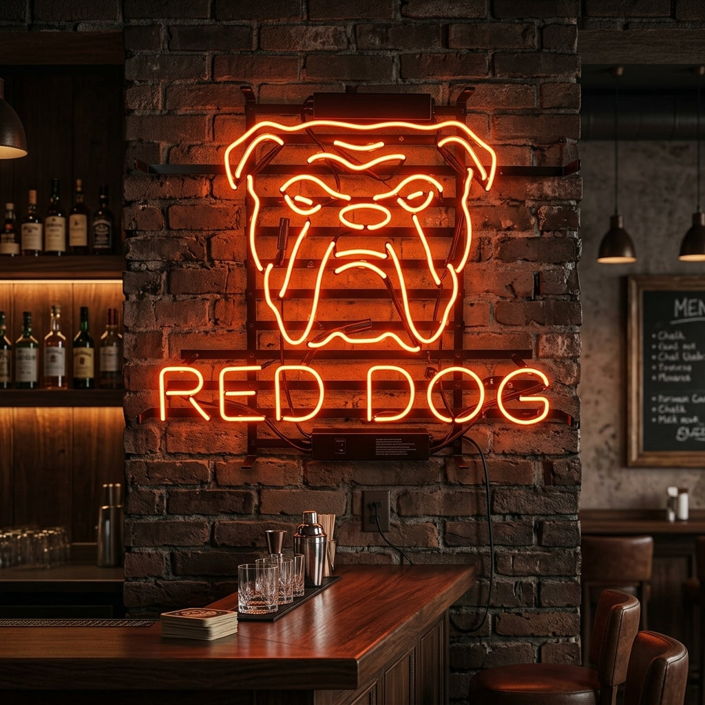 "Red Dog Beer" Neonskylt