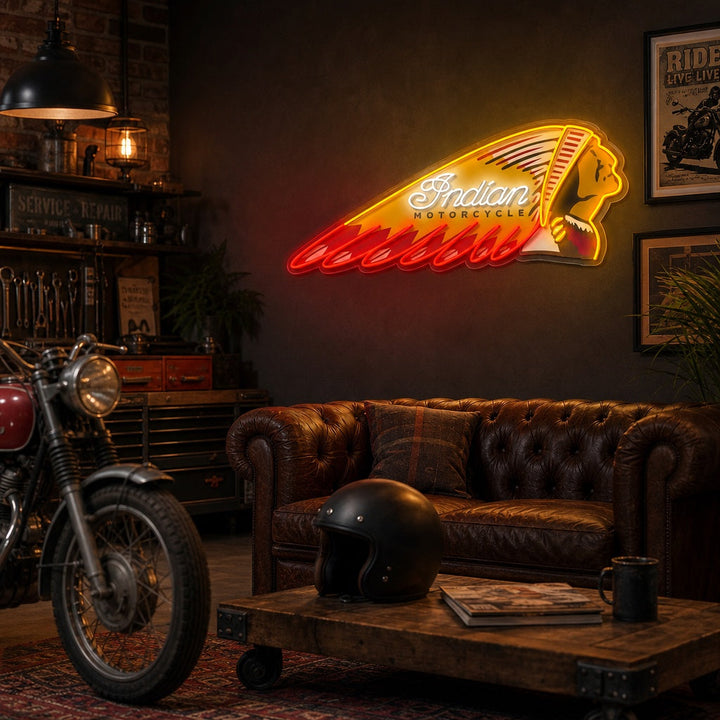 "Retro motorcykel" UV-tryckt LED-neonskylt