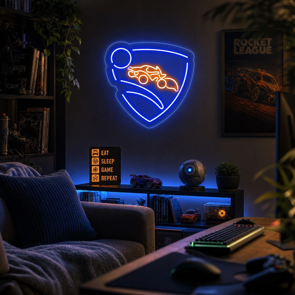 "Rocket League, Spelrumsdekor" Neonskylt