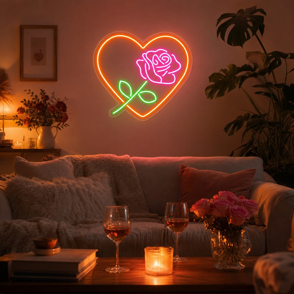 "Rose Love Flower" Neonskylt