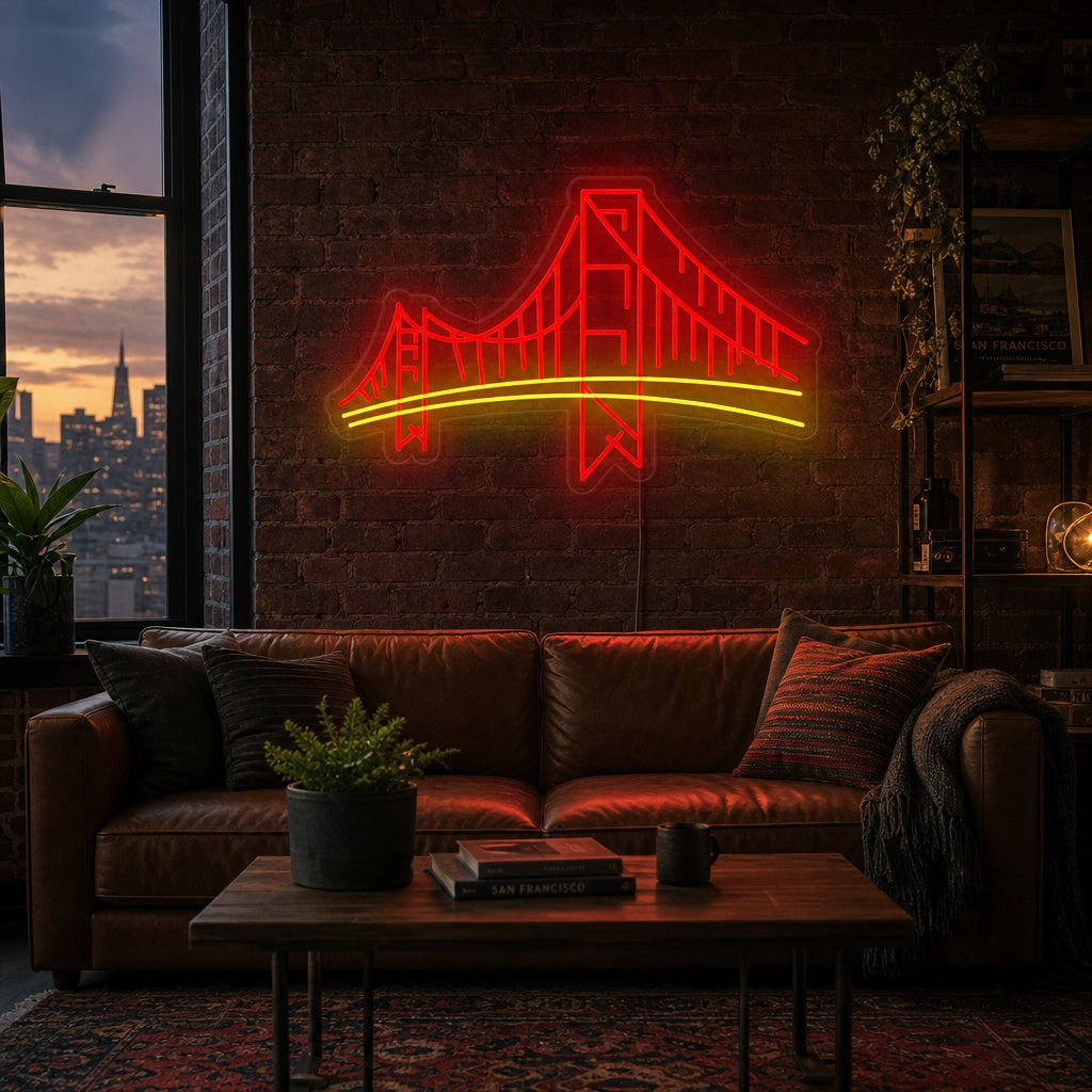 "San Francisco Golden Gate-Bron" Neonskylt
