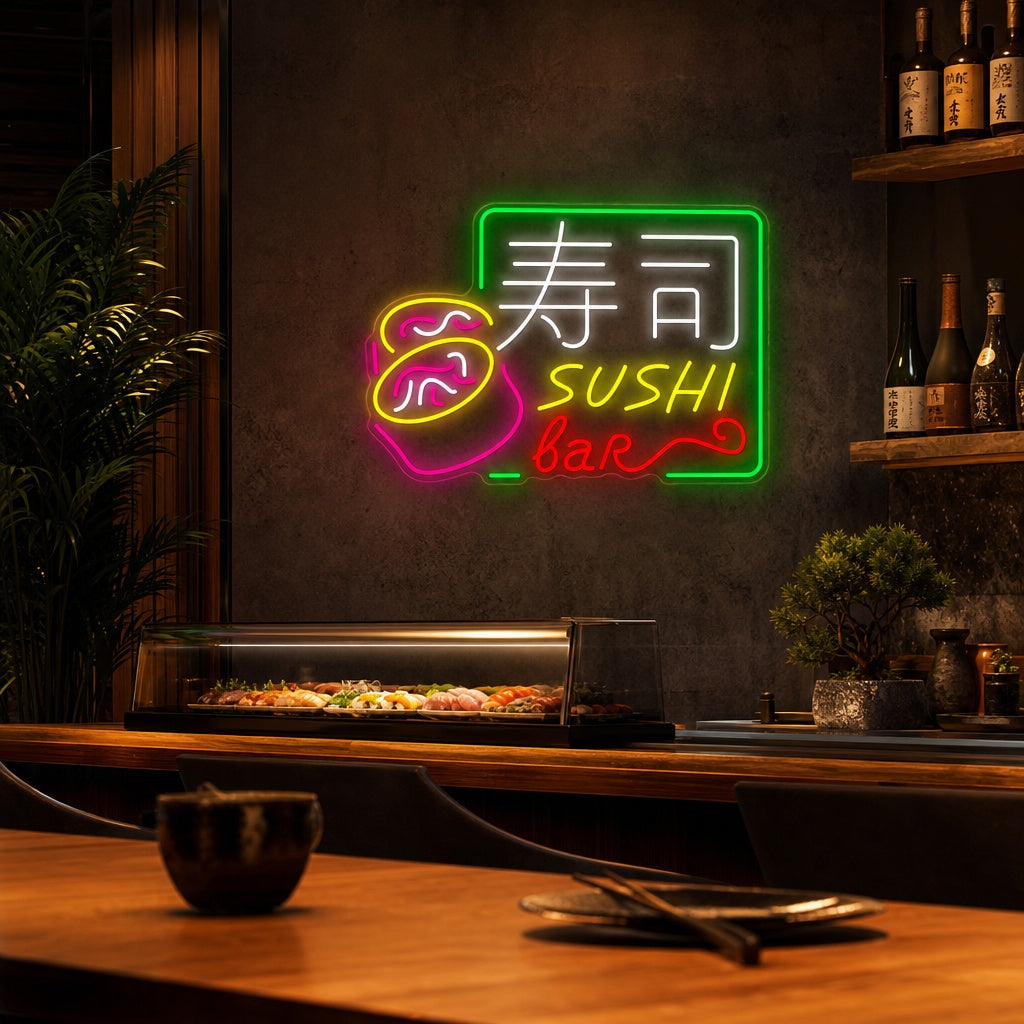 Sushi Bar Neonskylt, Japansk restauranginredning