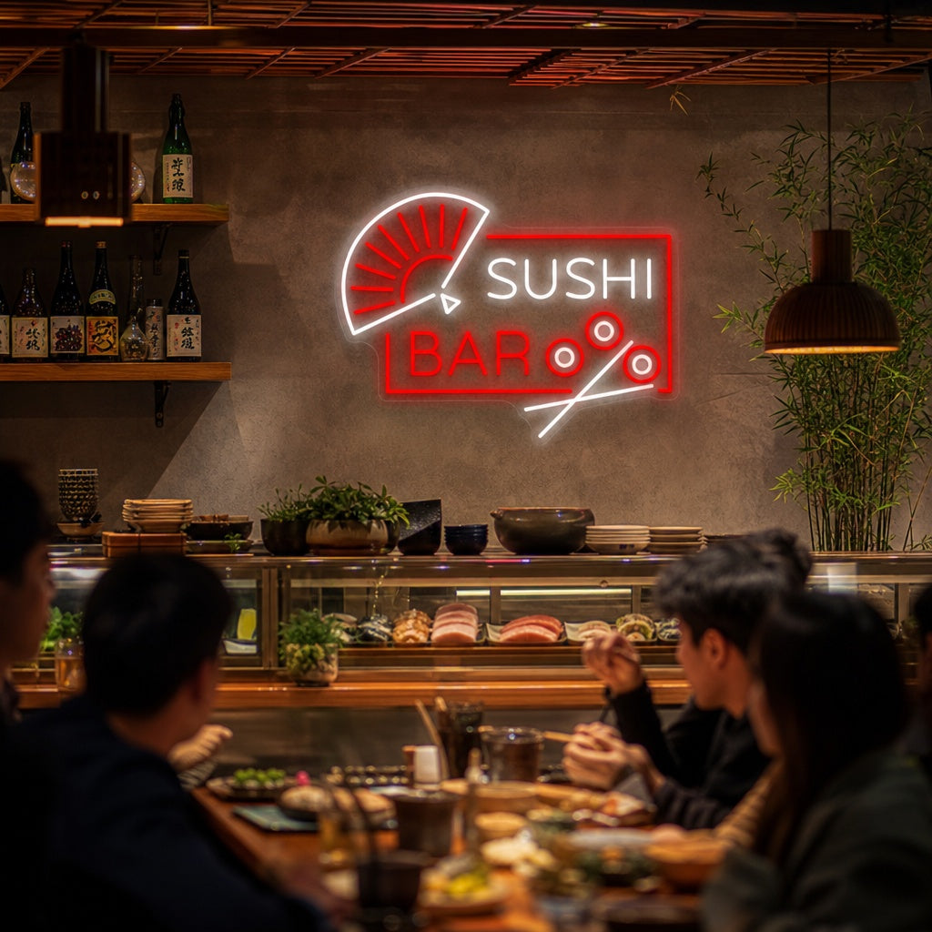 Sushi Bar Neonskylt, Japansk restauranginredning