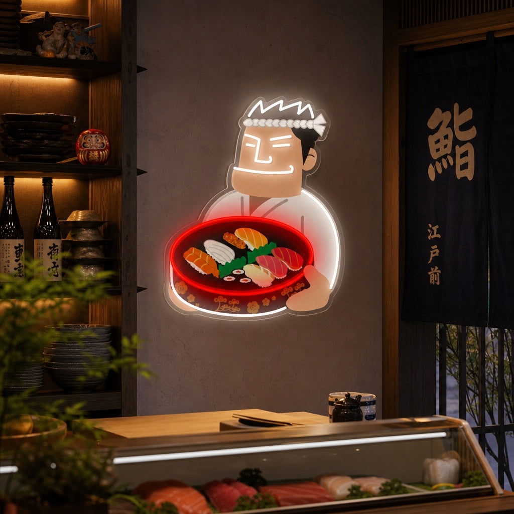 Sushi Chef Neonskylt, Japansk restauranginredning