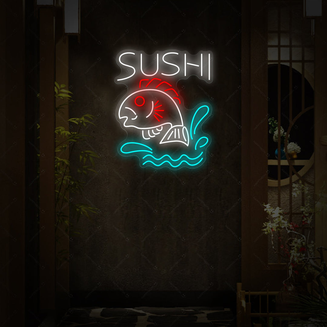 Sushi fiskbutik Neonskylt, Japansk restauranginredning