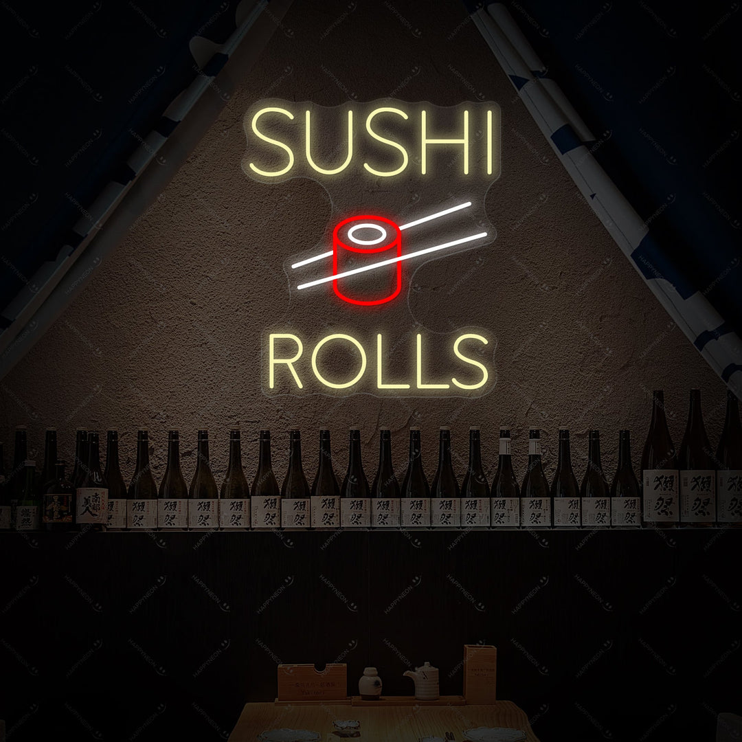 Sushi Rolls Neonskylt, Japansk restauranginredning