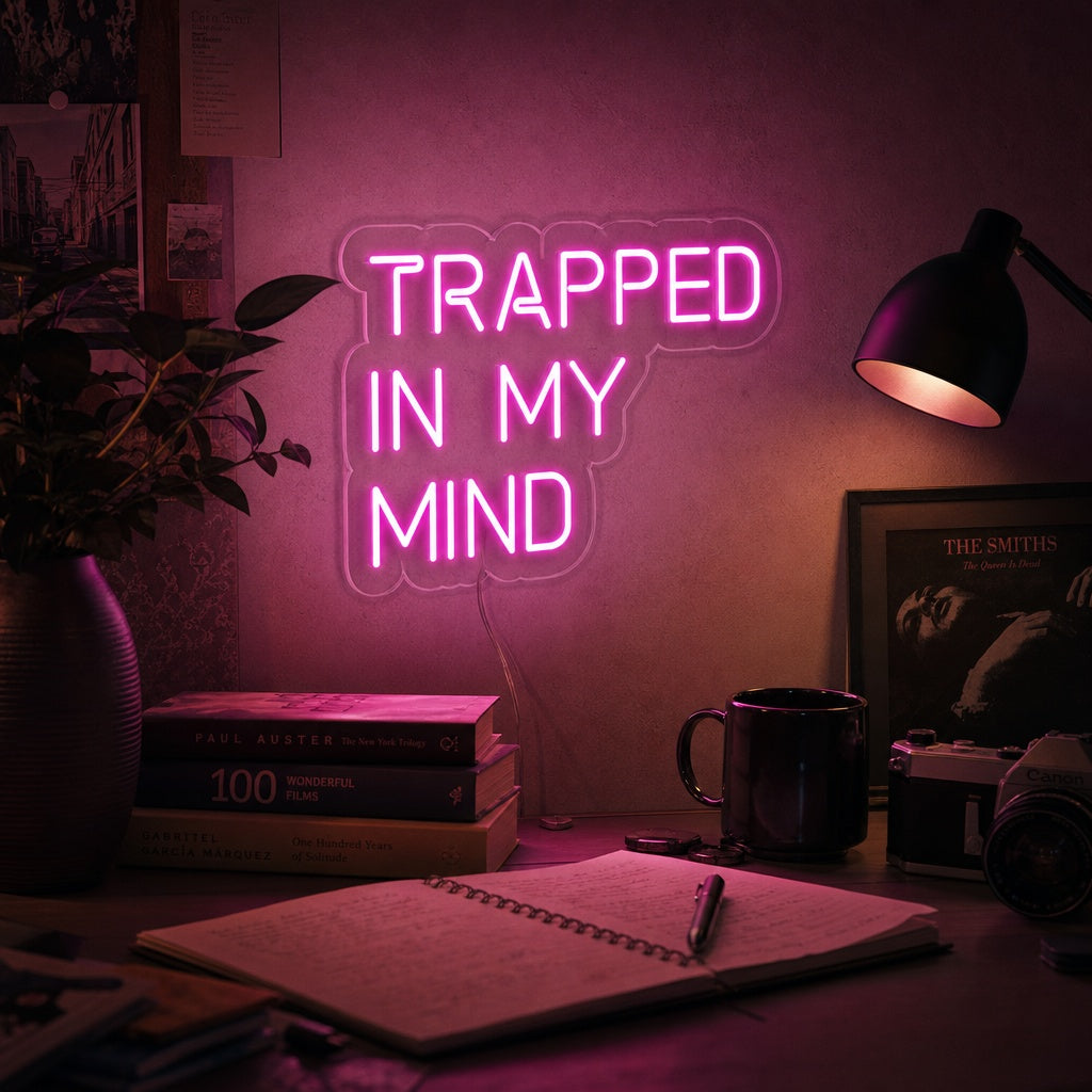 "Trapped in My Mind" Neonskylt